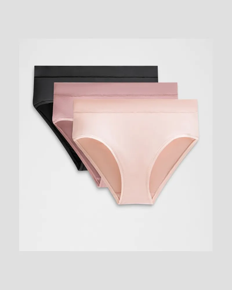 LULULEMON UnderEase Bikini-Unterwäsche mit hohem Bund 3er-Pack für Frauen – Größe in Black/Twilight Rose/Misty Shell Black