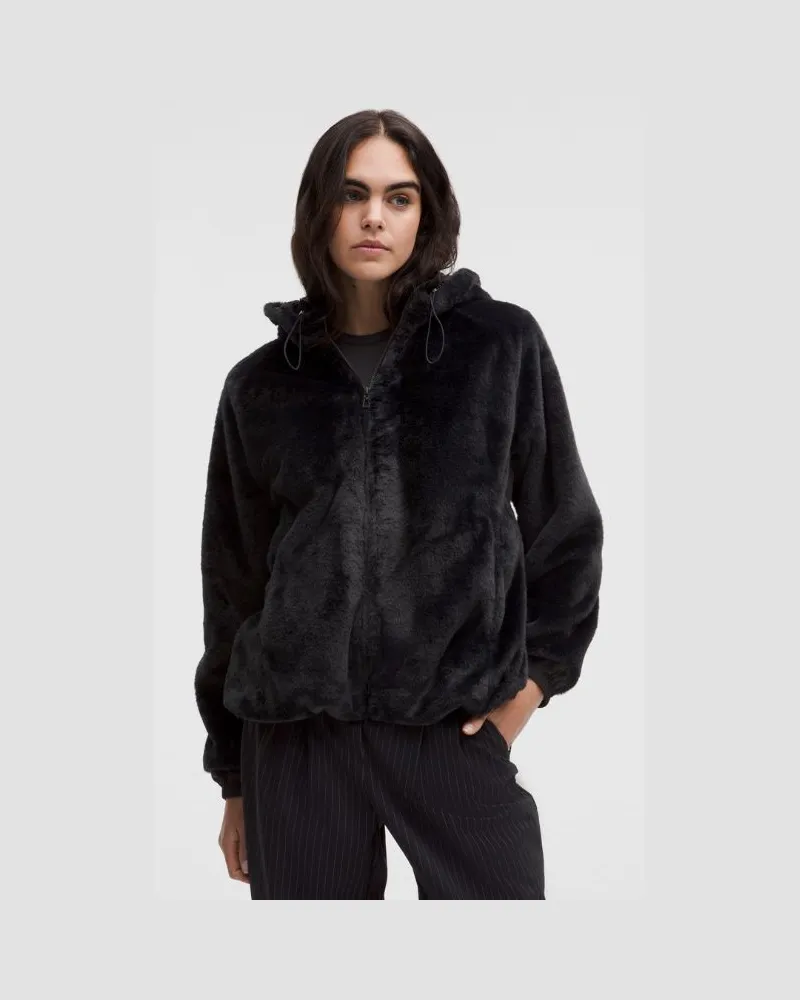 LULULEMON Faux Fur Full-Zip Hoodie für Frauen – Größe in Black Black