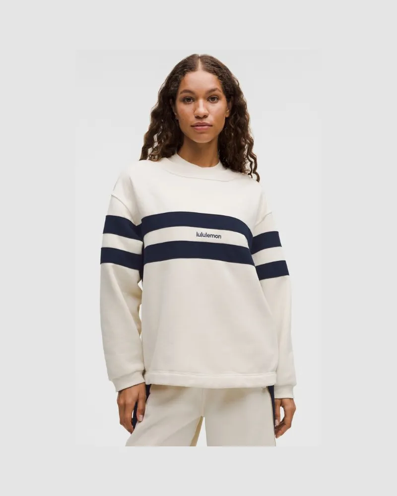 LULULEMON Steady State Oversized-Pullover Gestreift für Frauen – Größe in Light Ivory/True Navy Light