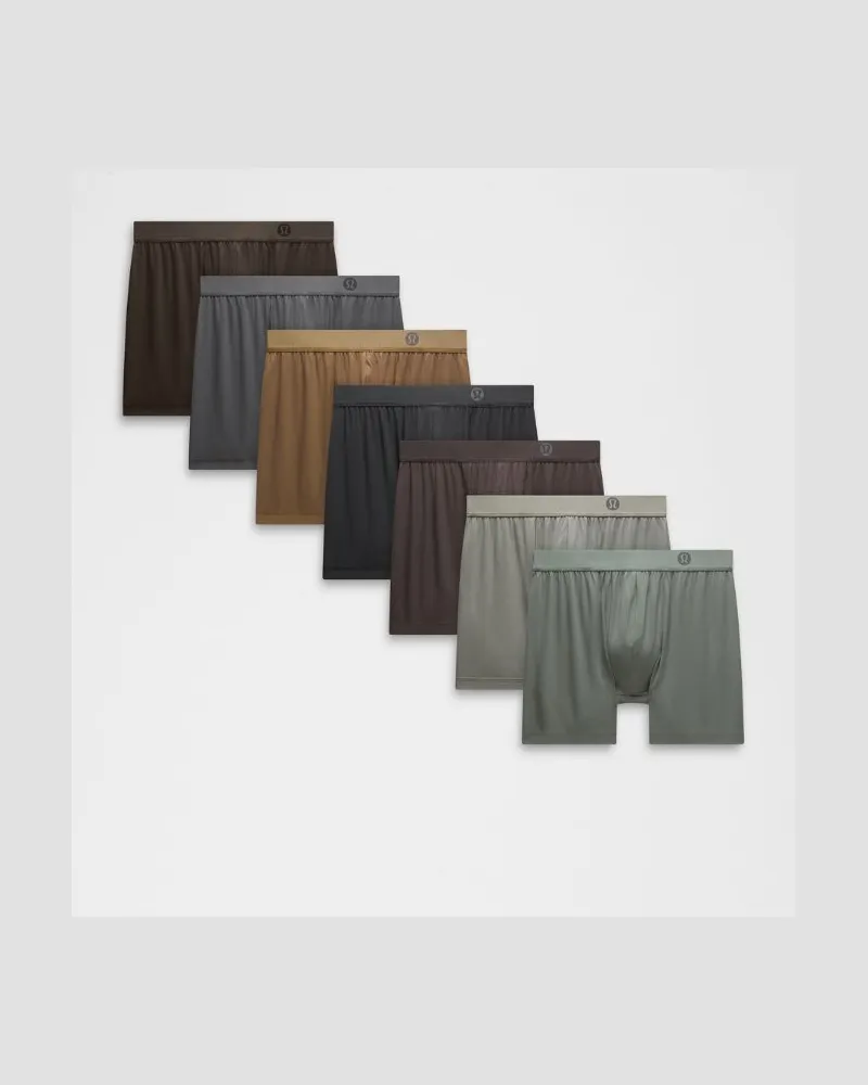 LULULEMON Always In Motion Boxershorts 7er-Pack für Männer – 13 cm – Größe in Black/Graphite Grey/Sequoia Black