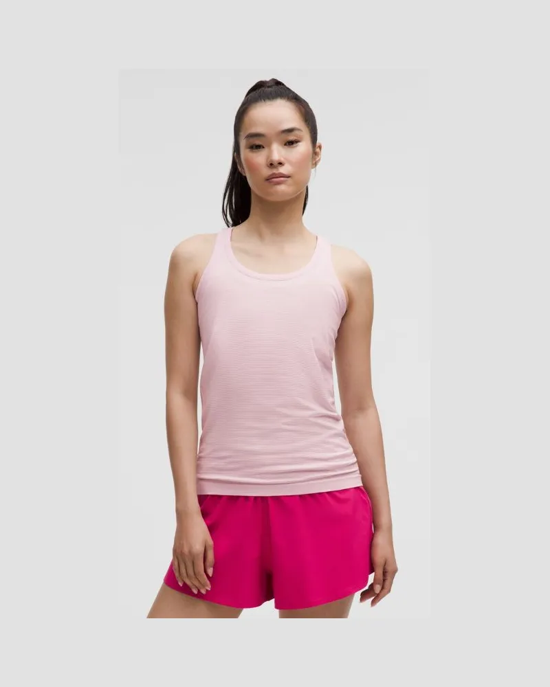 LULULEMON Swiftly Tech Tanktop mit Racerback 2.0 Hüftlänge für Frauen – Größe in Spandex Stripe Pink Organza/White Spandex