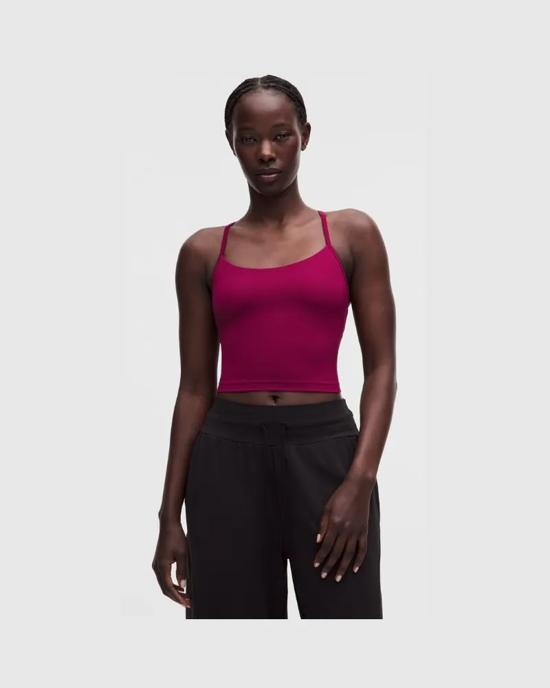 LULULEMON Flow Y Crop-Tanktop Leichter Halt für B/C-Cups für Frauen – Größe in Raspberry Rave Raspberry