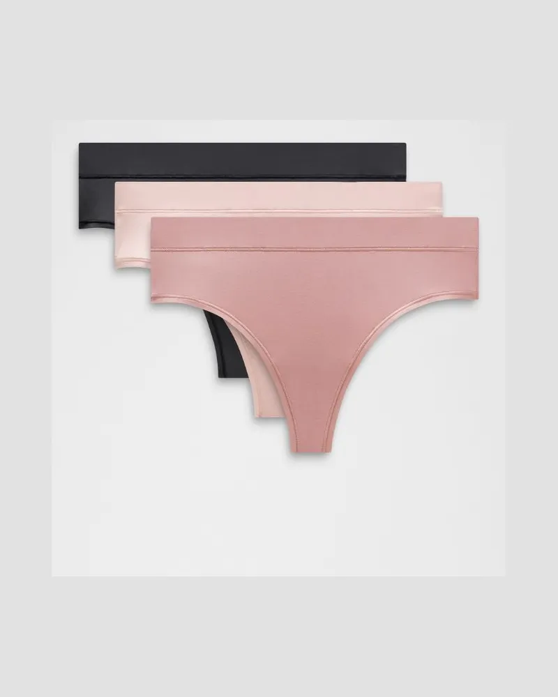 LULULEMON UnderEase String mit hohem Bund 3er-Pack für Frauen – Größe in Black/Twilight Rose/Misty Shell Black