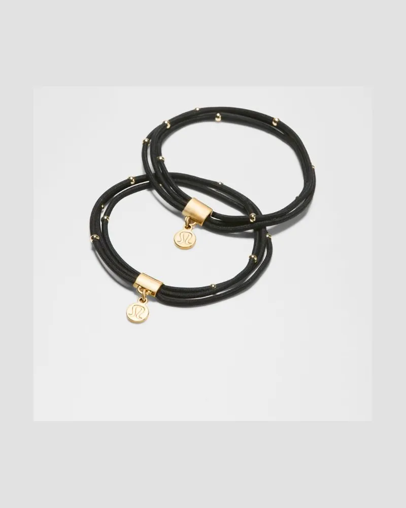 LULULEMON Haarbänder mit Logo-Anhänger 2er-Pack in Black/Gold Black