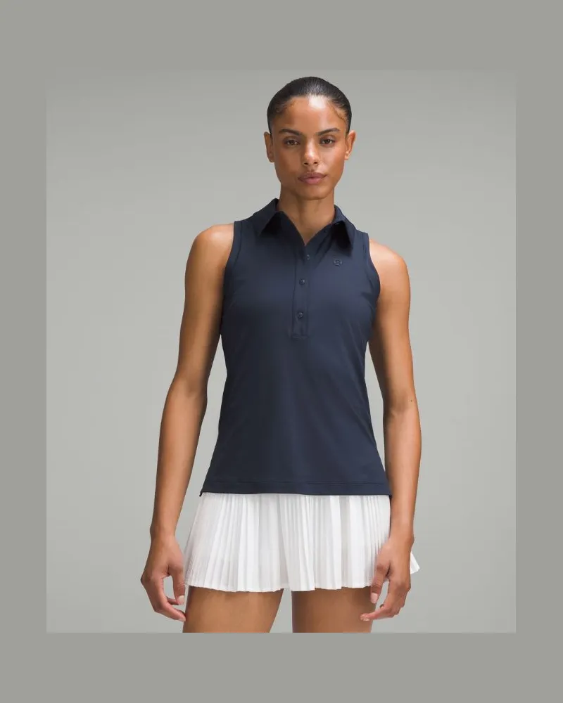 LULULEMON Quick Dry Ärmelloses Poloshirt Mit geradem Saum für Frauen – Größe in True Navy True