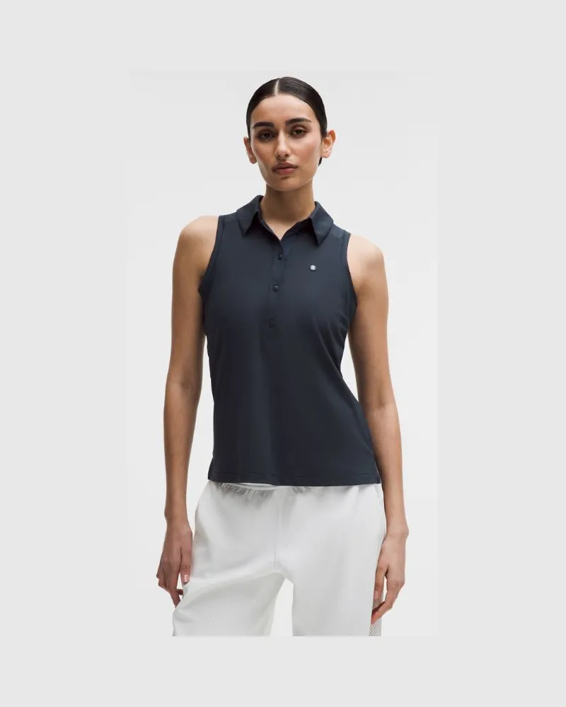 LULULEMON Quick Dry Ärmelloses Poloshirt Mit geradem Saum für Frauen – Größe in True Navy True