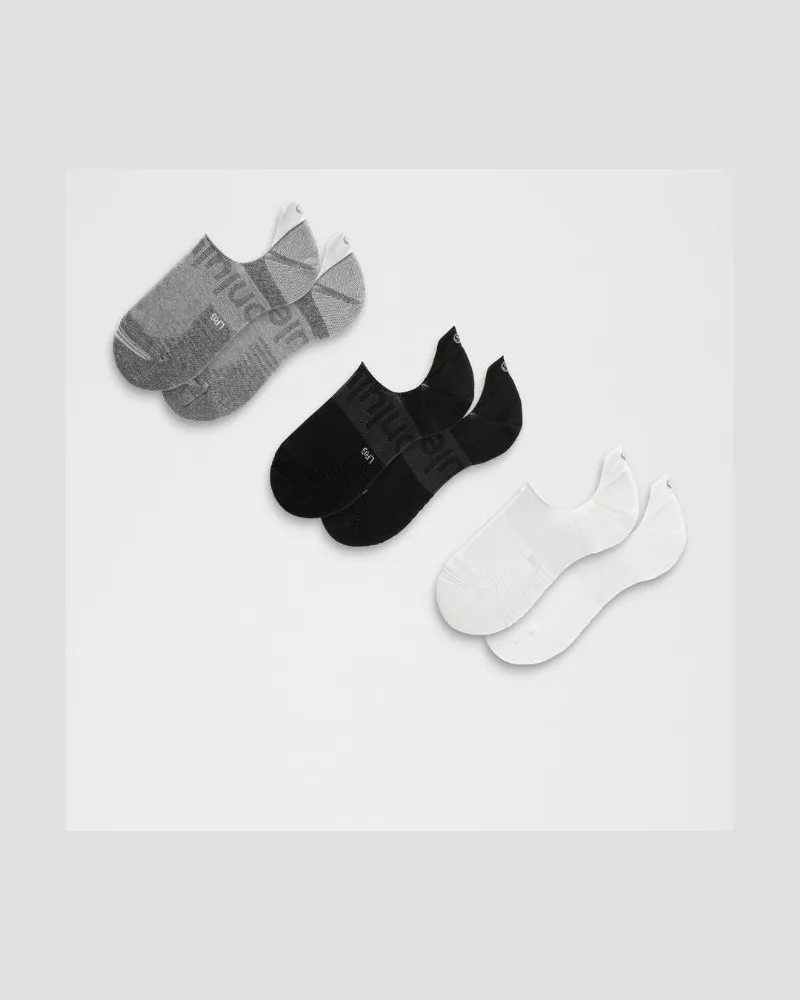 LULULEMON Unisex Power Stride No-Show Socks 3er-Pack – Größe in White/Heather Grey/Black White