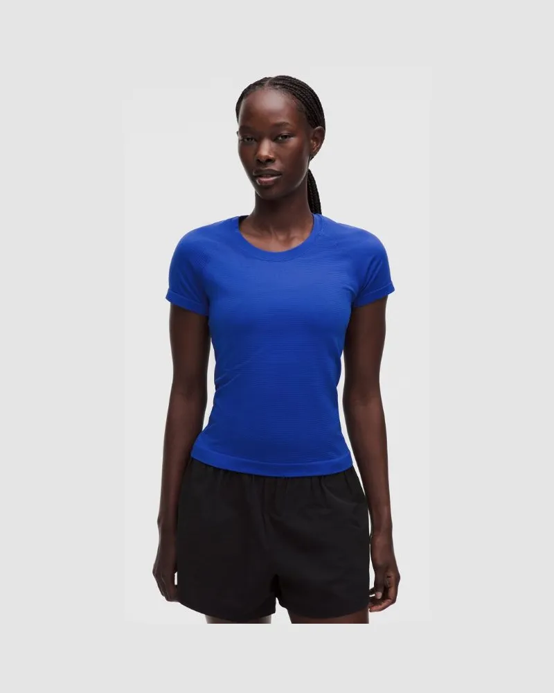 LULULEMON Swiftly Tech Kurzarmshirt 2.0 Taillenlänge für Frauen – Größe in Beach Ball Blue Beach