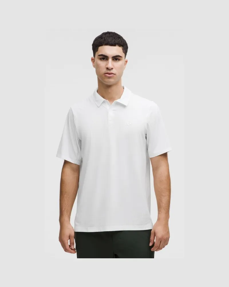 LULULEMON Sport-Poloshirt mit kurzen Ärmeln und Logo für Männer – Größe in White White