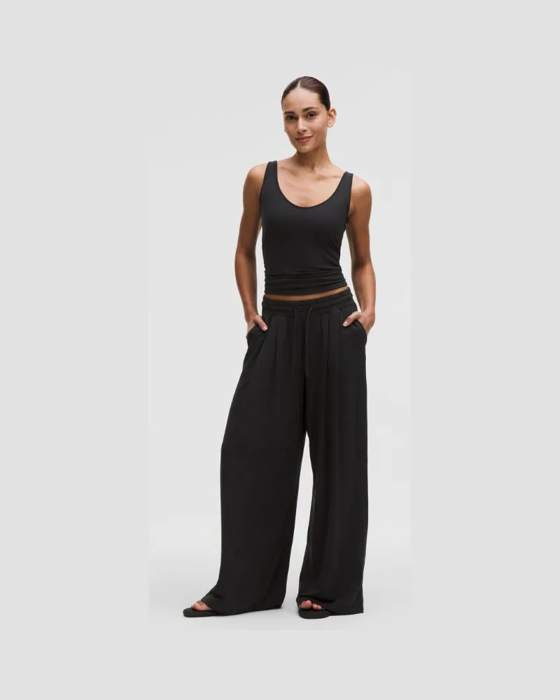LULULEMON BeCalm Hose mit hohem Bund, Falten und weitem Bein für Frauen – Größe in Black Black