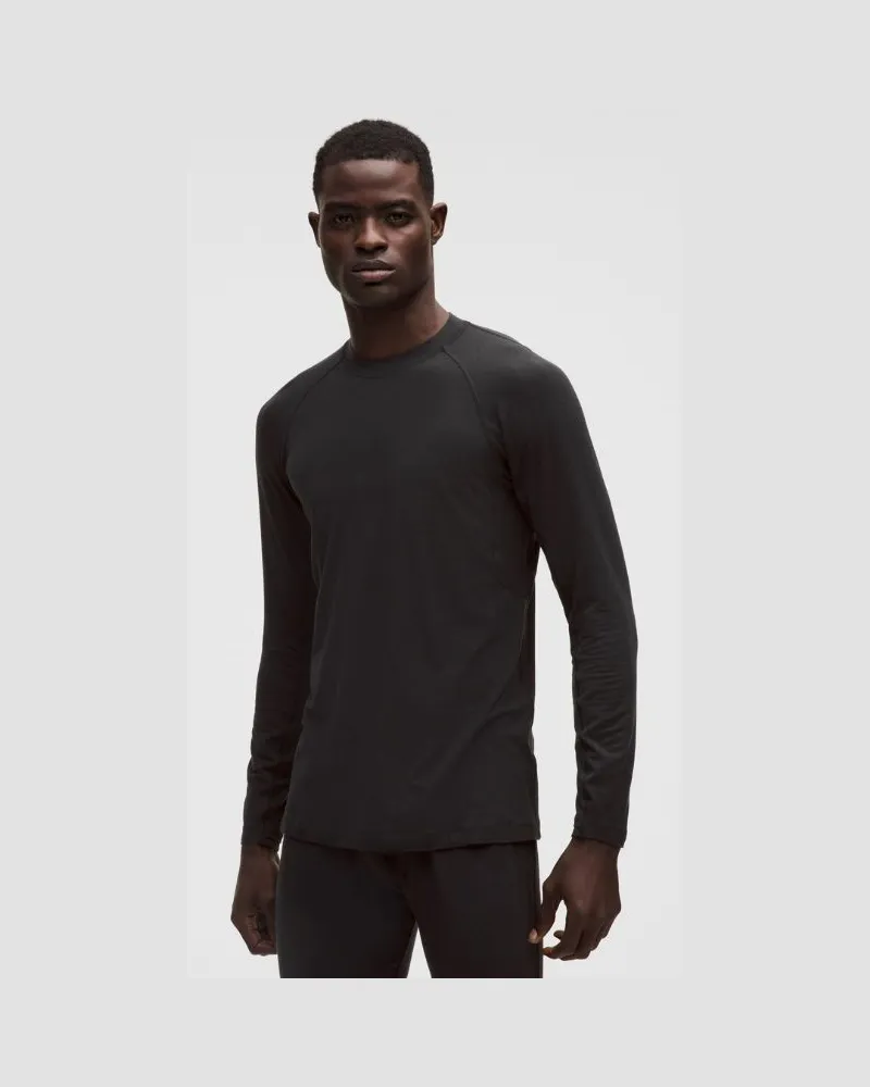LULULEMON Baselayer-Pullover mit Rundhalsausschnitt aus Merinowollgemisch für Männer – Größe in Schwarz Schwarz