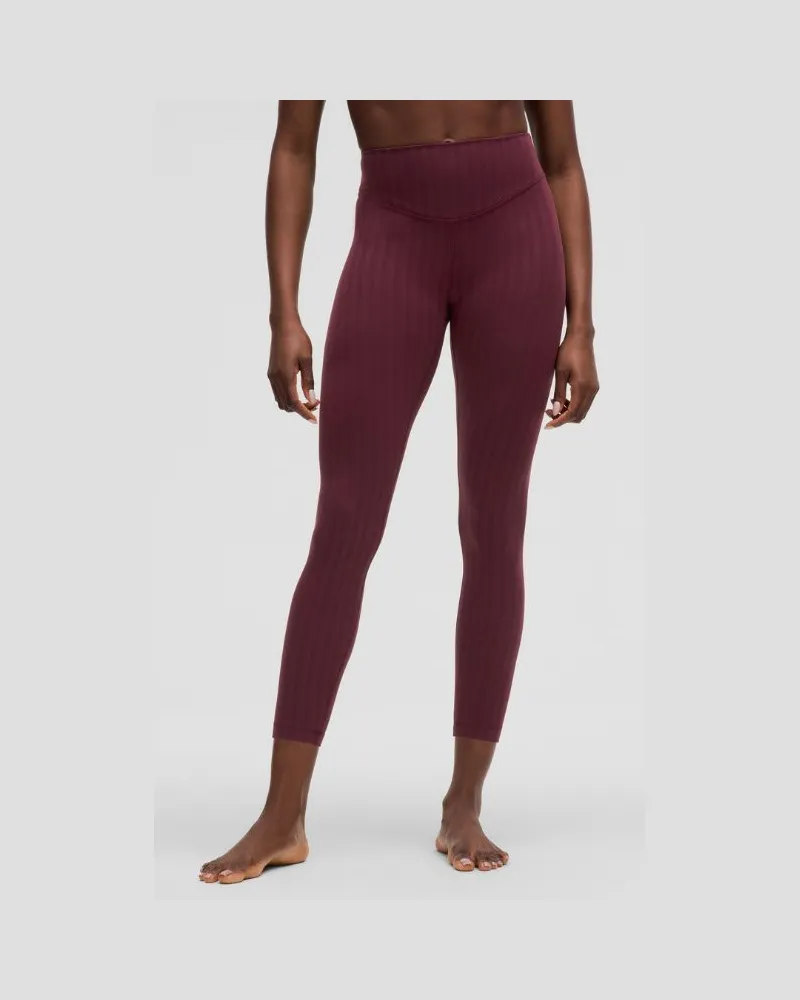 LULULEMON Wunder Under Leggings mit hohem Bund Tonal Stripe für Frauen – 64 cm – Größe in Garnet Garnet