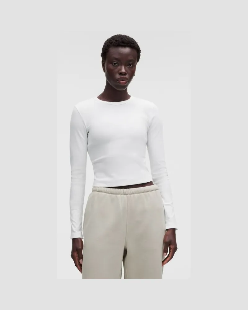 LULULEMON Geripptes Little-Langarmshirt für Frauen – Größe in Weiß Weiß