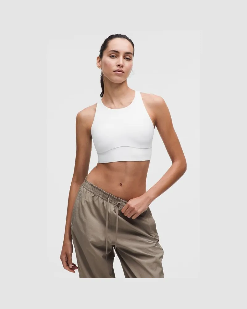 LULULEMON Energy Hochgeschlossener Longline-BH Evolve, Mittlerer Halt für B–D-Cups für Frauen – Größe in White White