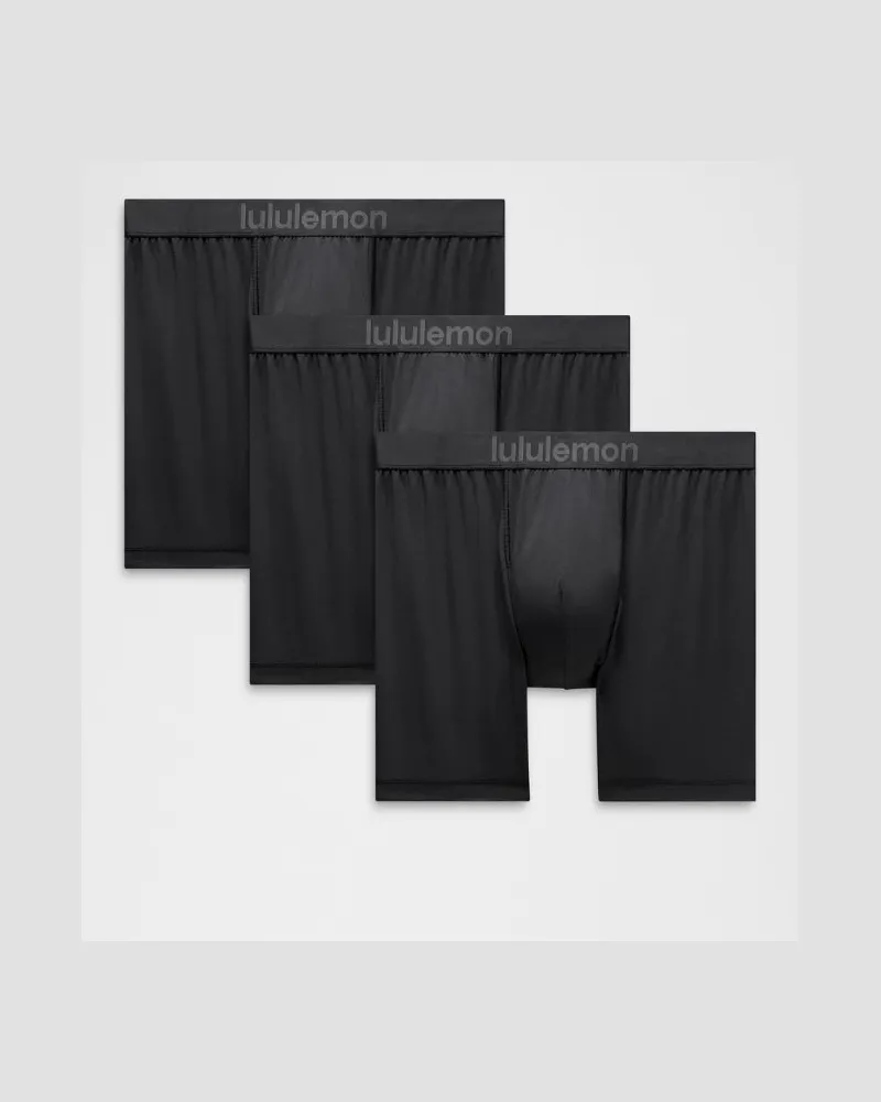 LULULEMON Always In Motion Boxershorts 3er-Pack für Männer – 13 cm – Größe 2XL in Schwarz Schwarz