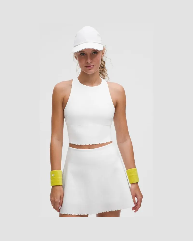 LULULEMON Hochgeschlossenes Tennis-Tanktop mit Muschelsaum Mittlerer Halt für B/C-Cups für Frauen – Größe in White White