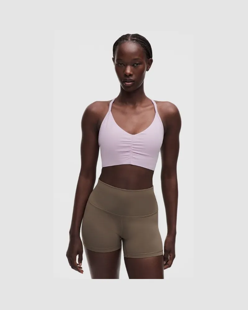 LULULEMON Flow Y Gerüschter BH für B/C-Cups Leichter Halt für B/C-Cups für Frauen – Größe in Lilac Play Lilac