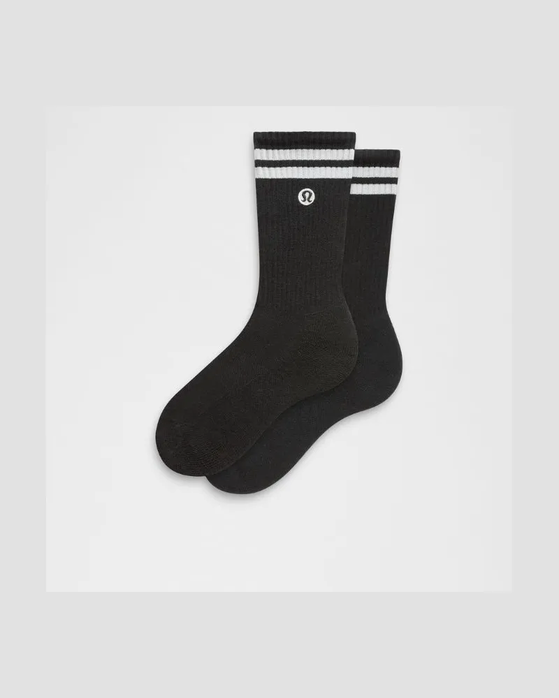 LULULEMON Unisex Daily Essential Crew-Socken Gestreift – Größe in Black/White Black
