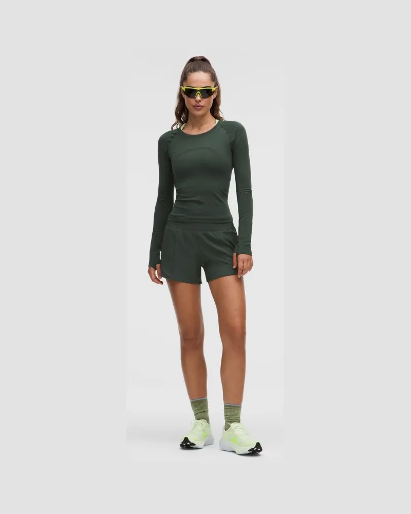 LULULEMON Hotty Hot Shorts mit hohem Bund und Liner für Frauen – 10 cm – Größe in Rainforest Green Rainforest
