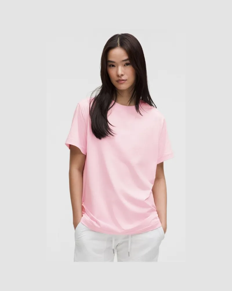 LULULEMON T-Shirt aus Bio- mit Rundhalsausschnitt für Frauen – Größe in Pink Organza Pink