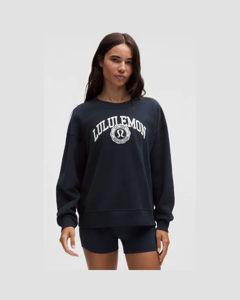 LULULEMON Perfectly Oversized Crew Sweatshirt Graphic für Frauen – Größe in True Navy/Light Ivory True