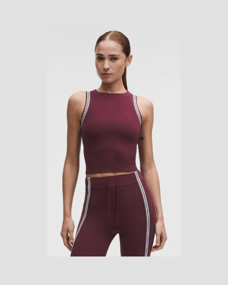 LULULEMON Hochgeschlossenes Groove-Tanktop Streifen für Frauen – Größe in Burgundy Bay Burgundy