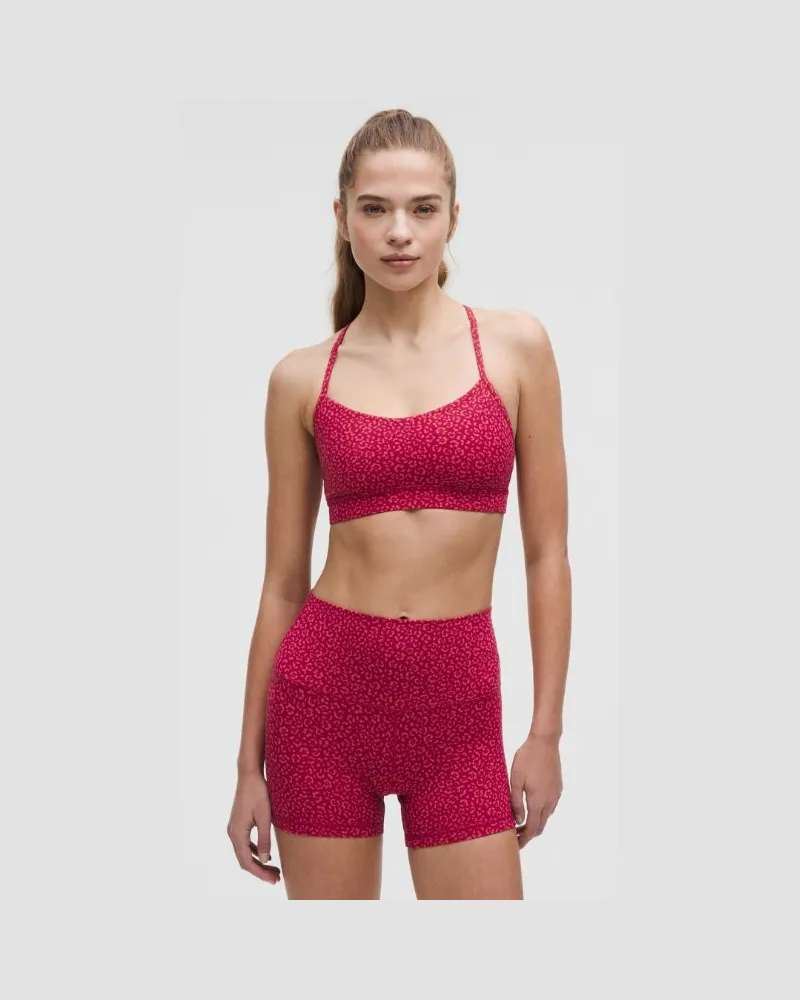 LULULEMON Flow Y BH Nulu Leichter Halt A/C-Cups für Frauen – Größe in Leopard Daisy Desert Red Magenta Smoke Leopard