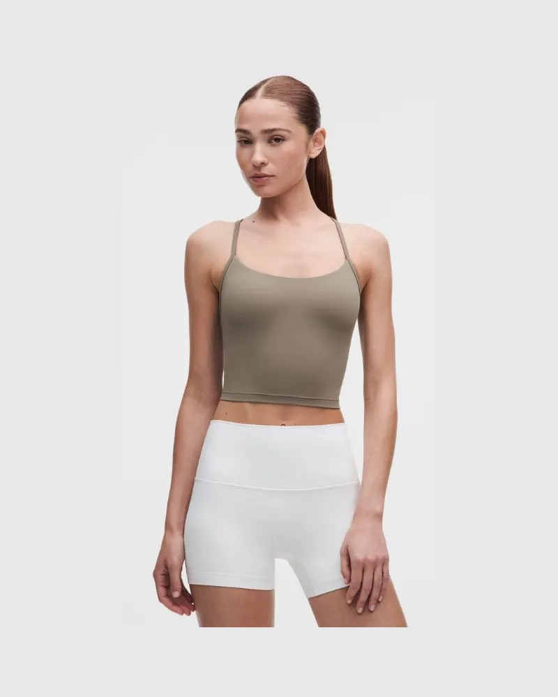 LULULEMON Flow Y Crop-Tanktop Leichter Halt für B/C-Cups für Frauen – Größe in Cypress Forest Cypress