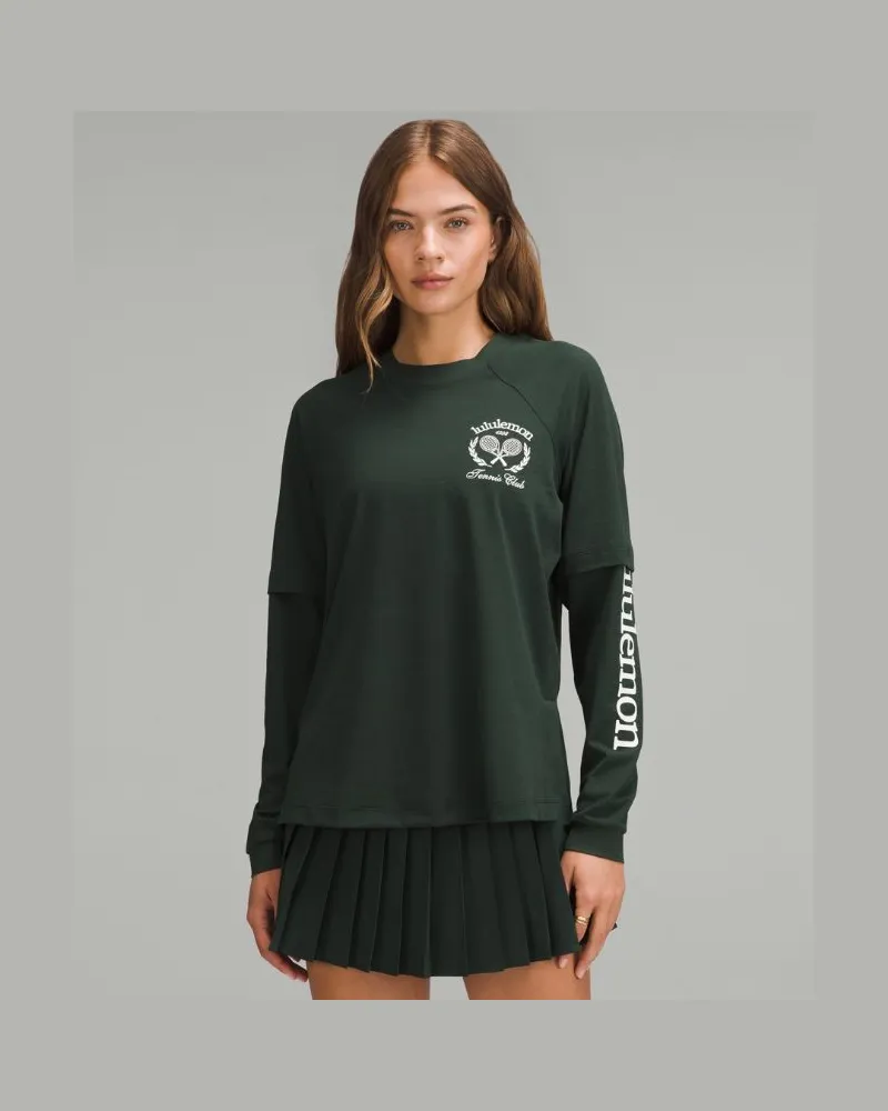 LULULEMON Langarm-T-Shirt im Lagenlook Tennis Club für Frauen – Größe in Legacy Green/White Legacy