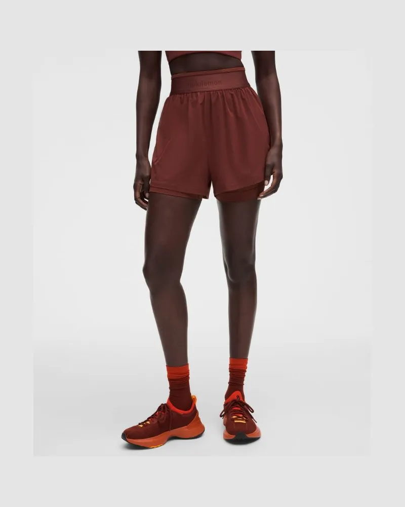 LULULEMON License to Train Shorts mit superhohem Bund und Liner für Frauen – 9 cm – Größe in Cranberry Charm Cranberry