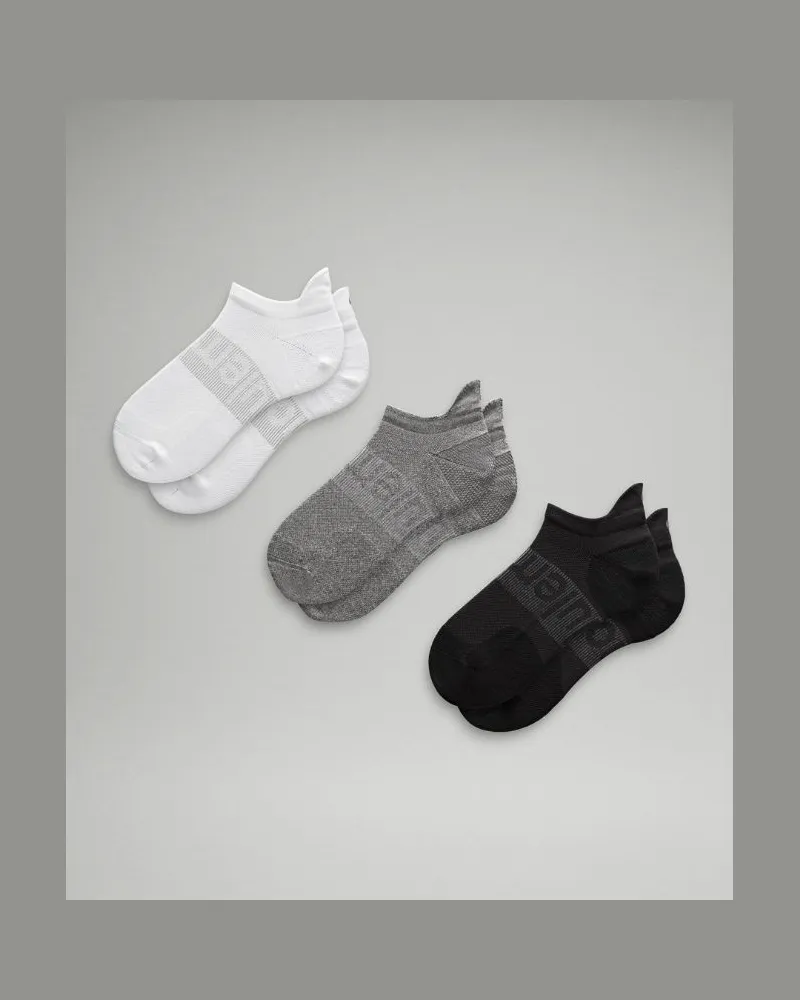 LULULEMON Power Stride Tab Socken 3er-Pack für Männer – Größe in White/Heather Grey/Black White