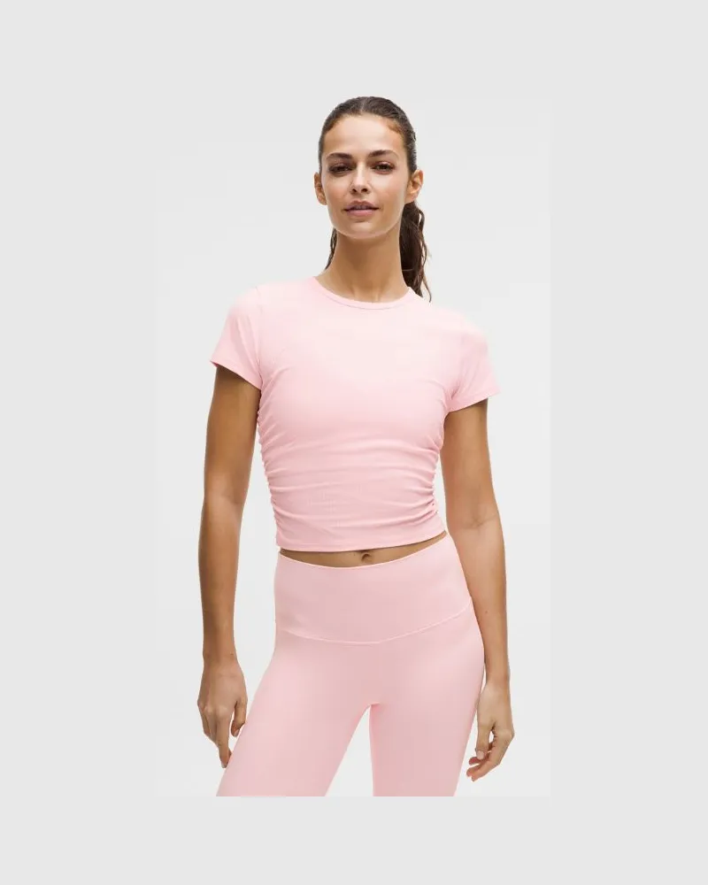 LULULEMON All It Takes Geripptes T-Shirt aus Nulu für Frauen – Größe in Pink Pearl Pink