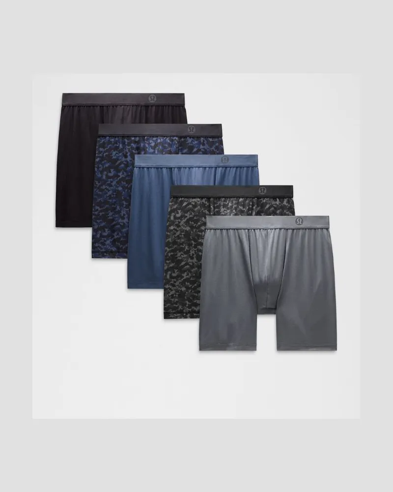 LULULEMON Always In Motion Lange Boxershorts 5er-Pack für Männer – 18 cm – Größe Thawed