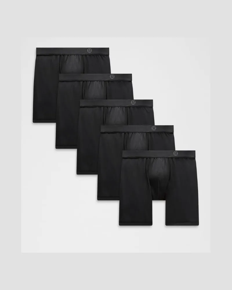 LULULEMON Always In Motion Lange Boxershorts 5er-Pack für Männer – 18 cm – Größe in Black Black