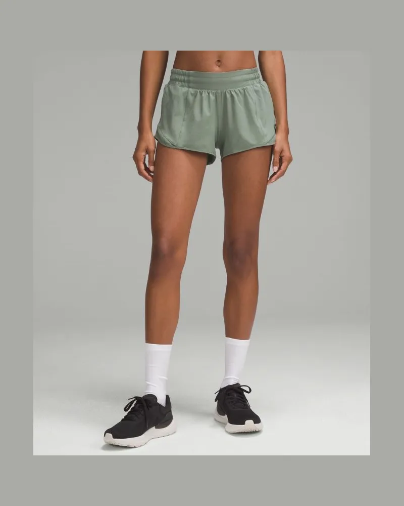 LULULEMON Hotty Hot Shorts mit Liner und niedrigem Bund für Frauen – 6 cm – Größe in Grey Eucalyptus Grey