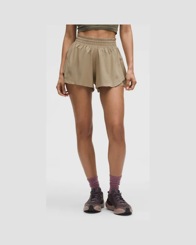 LULULEMON Shake It Out Lauf-Shorts mit hohem Bund für Frauen – 6 cm – Größe in Sheer Oak Sheer