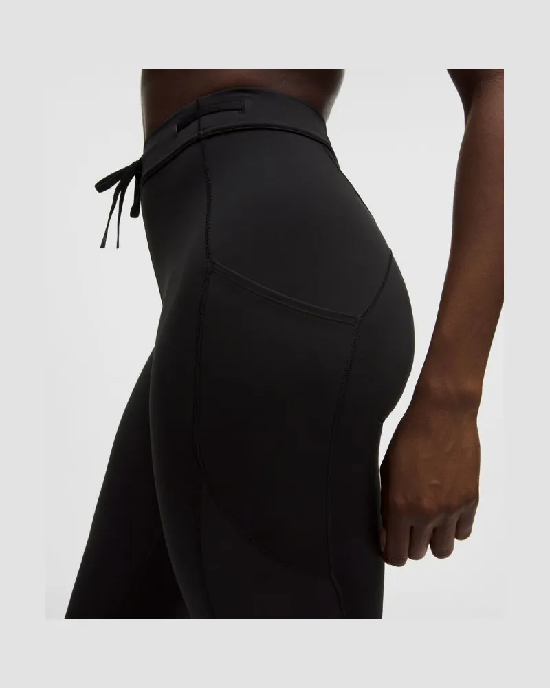 LULULEMON Fast and Free High-Rise Leggings 25" Drawcord für Frauen – Größe in Black/Light Ivory Black