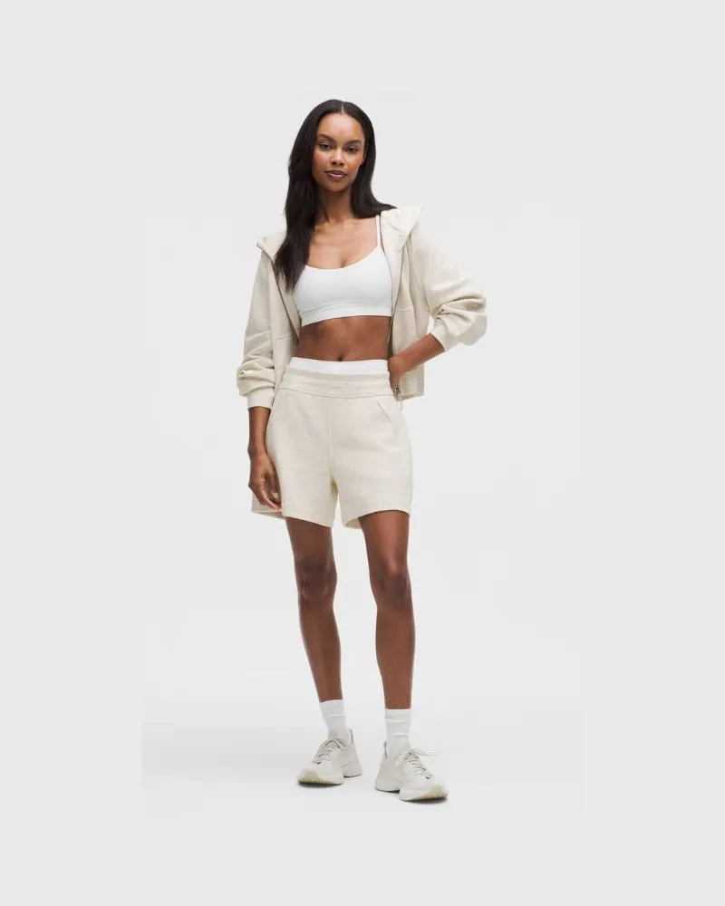 LULULEMON Scuba-Shorts mit hohem Bund Waffelstrick für Frauen – 13 cm – Größe in Heathered Light Ivory Heathered