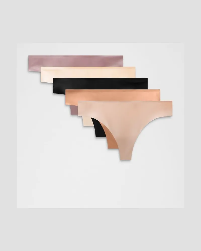 LULULEMON InvisiWear String mit mittelhohem Bund 5er-Pack für Frauen – Größe in Black/Twilight Rose/Pink Clay Black