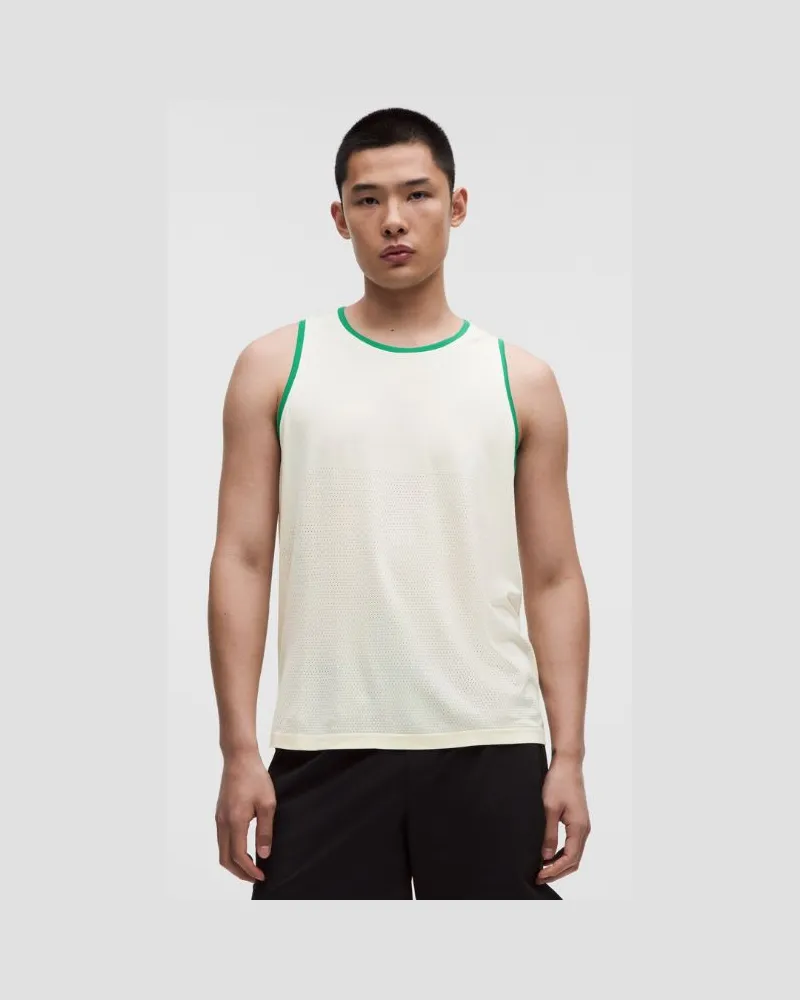 LULULEMON Metal Vent Tech Tanktop Ringer-Details für Männer – Größe in Coconut Ivory Coconut