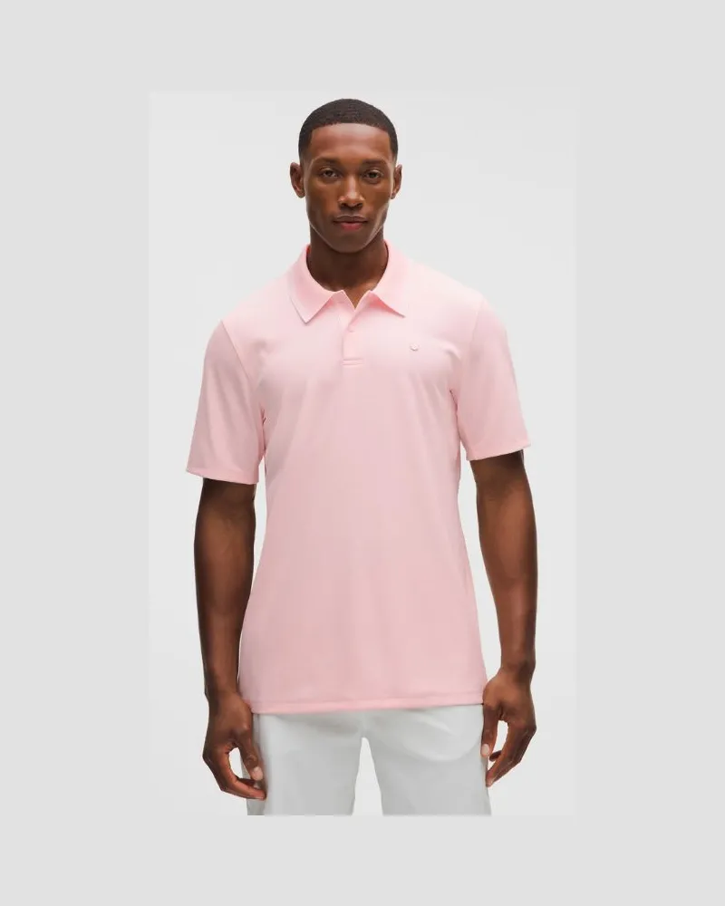 LULULEMON Kurzarm-Poloshirt mit UV-Schutz für Männer – Größe in Pink Pearl Pink