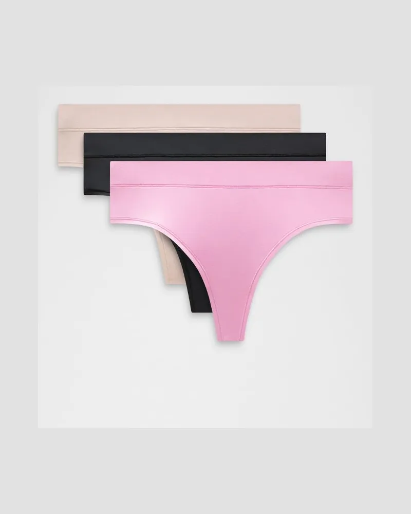 LULULEMON UnderEase String mit hohem Bund 3er-Pack für Frauen – Größe in Black/Sweet Sorbet/Misty Shell Black
