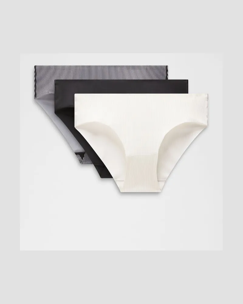 LULULEMON InvisiWear Bikini-Unterwäsche mit mittelhohem Bund 3er-Pack für Frauen – Größe Black