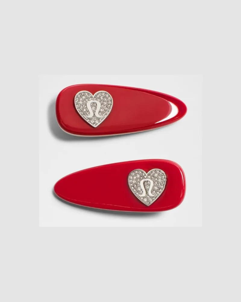 LULULEMON Jewelled Alligator Clips 2er-Pack in Oxford Red/Silver Oxford