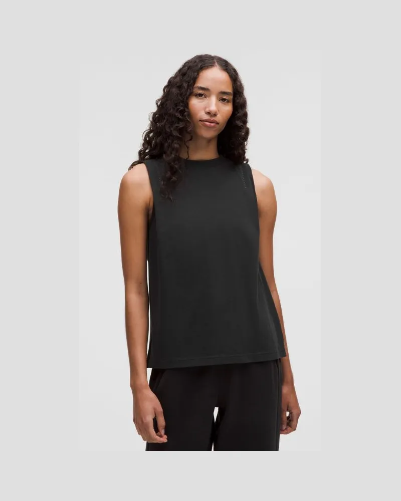 LULULEMON Tanktop aus Baumwoll-Jersey mit Ziernaht für Frauen – Größe in Black/Graphite Grey Black