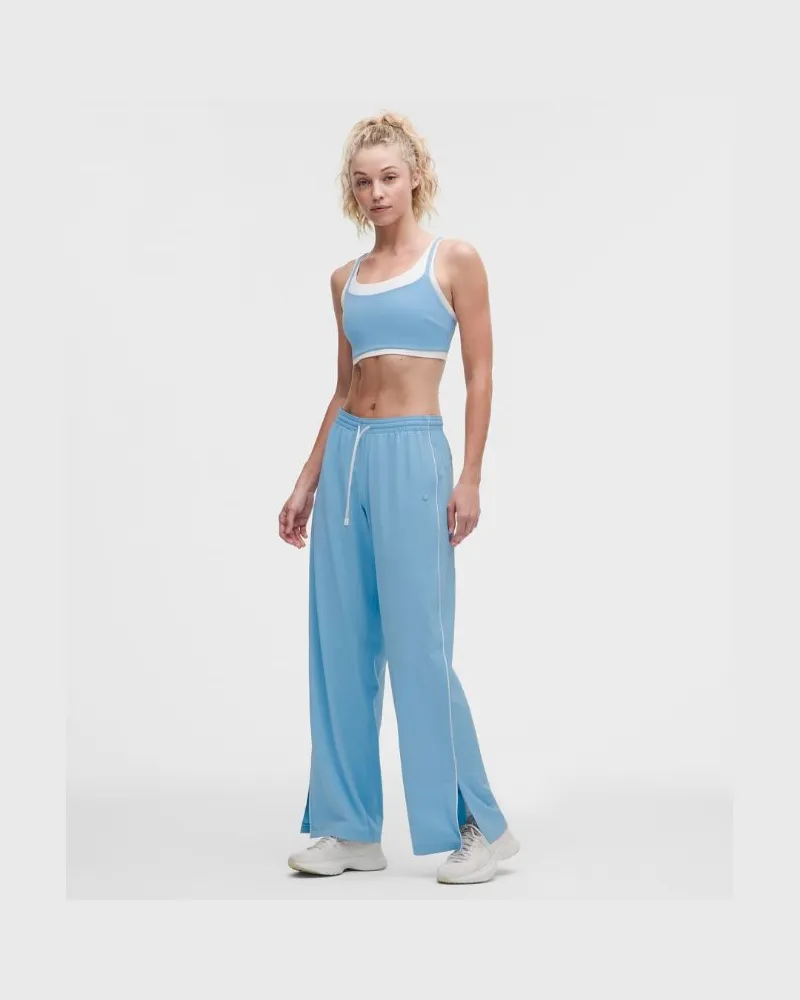 LULULEMON Court Rival Trainingshose mit weitem Bein in normaler Länge Kontrastierender Kordelzug für Frauen – Größe in Dreamy Blue/White Dreamy