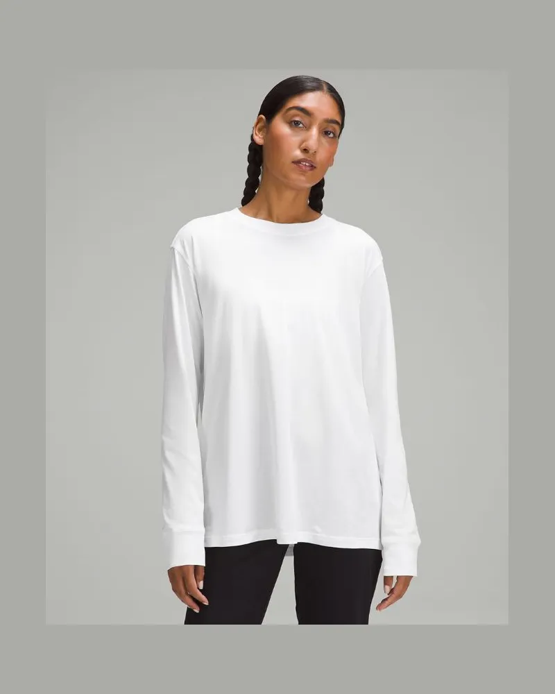 LULULEMON All Yours Baumwoll-Langarmshirt für Frauen – Größe in White White