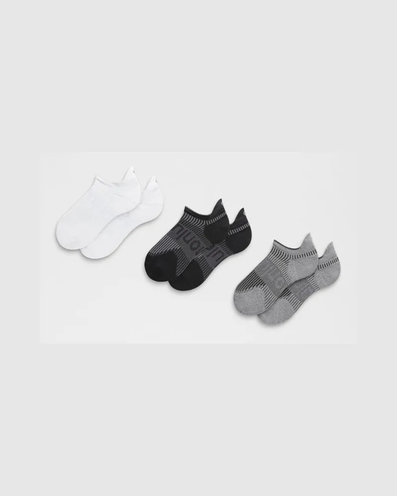 LULULEMON Power Stride Socken mit Knöchelschutz 3er-Pack für Frauen – Größe in White/Heather Grey/Black White
