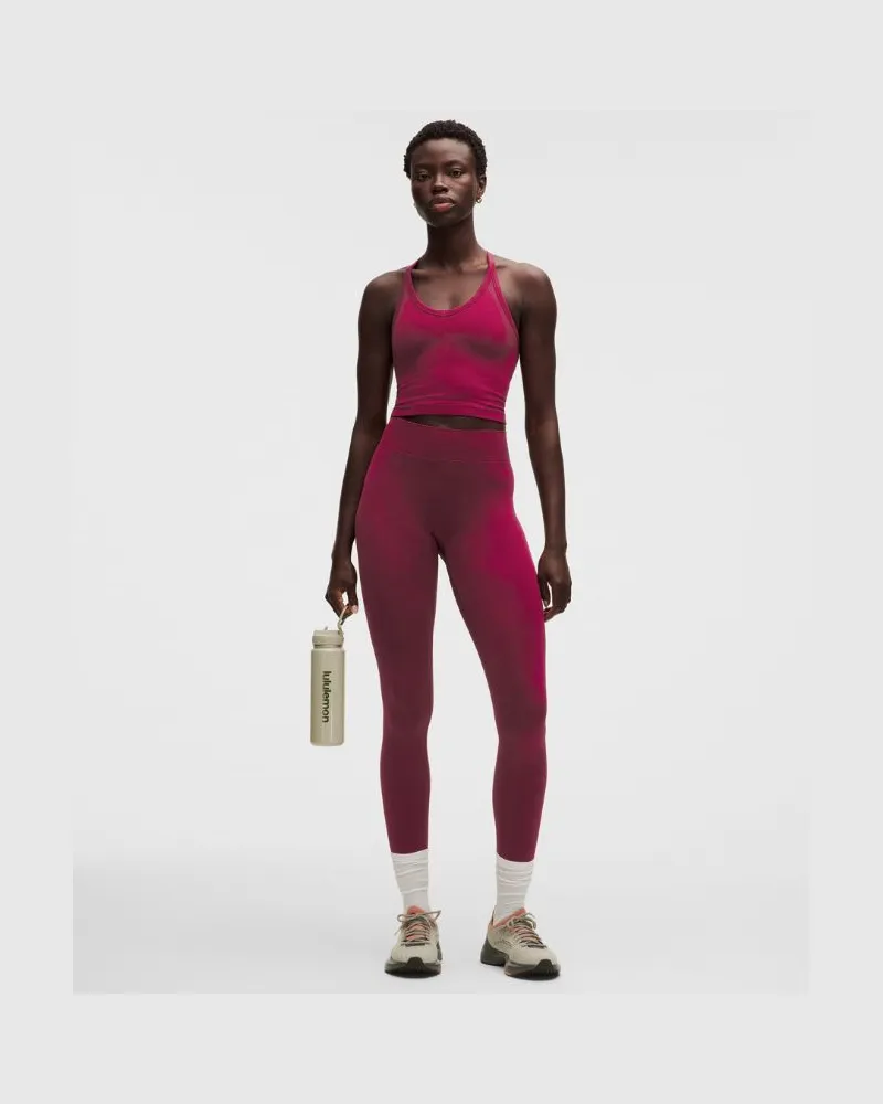 LULULEMON Get Low Trainings-Leggings mit hohem Bund für Frauen – 64 cm – Größe in Raspberry Rave/Berry Red Raspberry