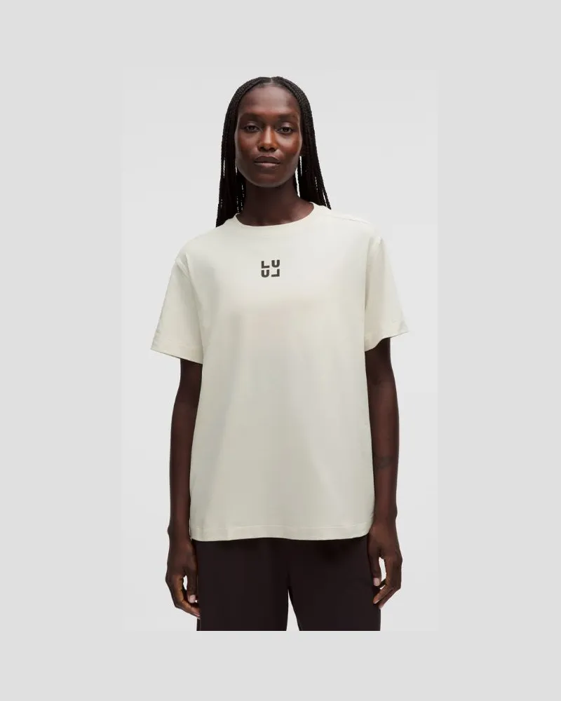 LULULEMON All Yours T-Shirt aus Bio- Logo für Frauen – Größe in Light Ivory/Sequoia Light
